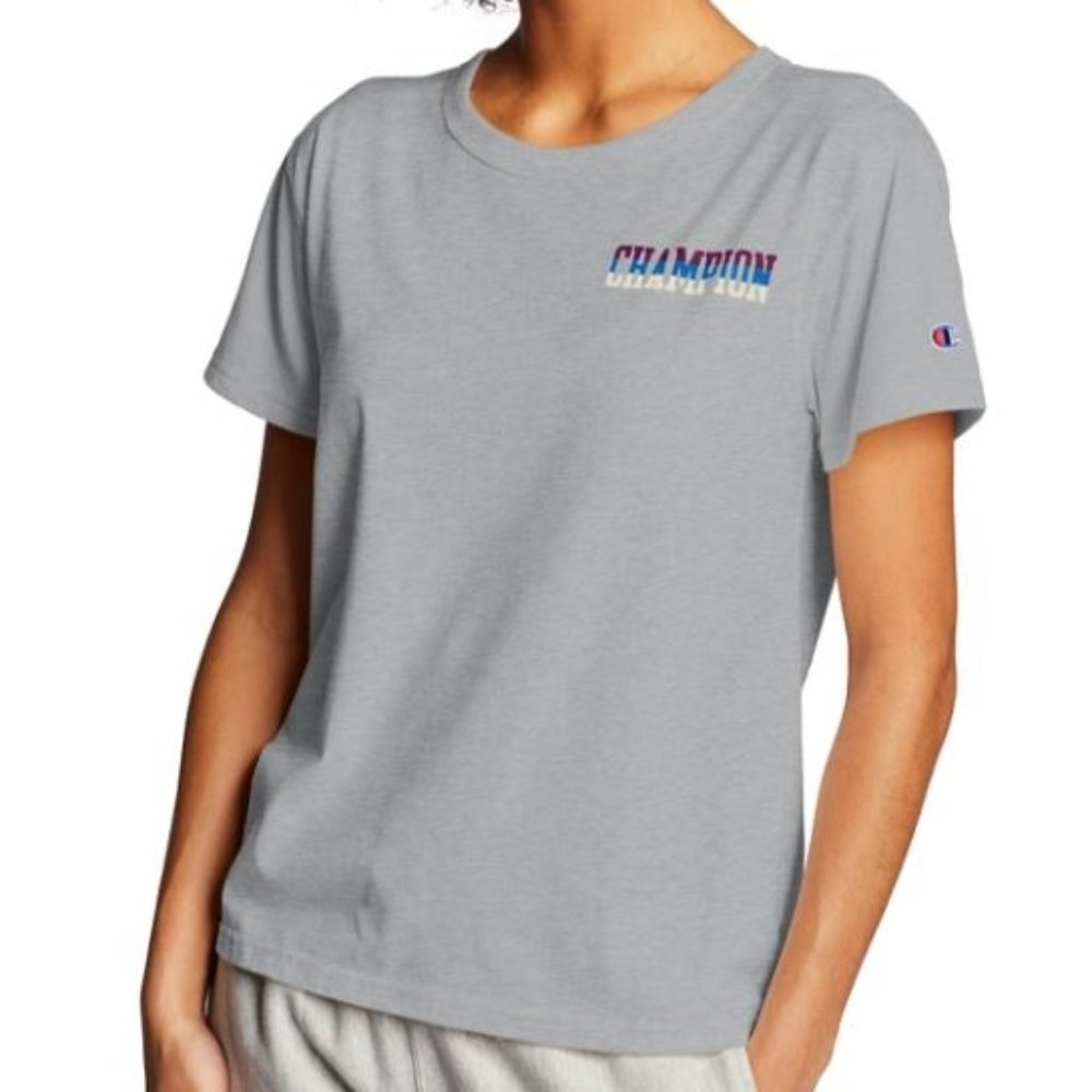🌷 Champion Original Tee T-Shirt Graphic Print Block Logo NWT